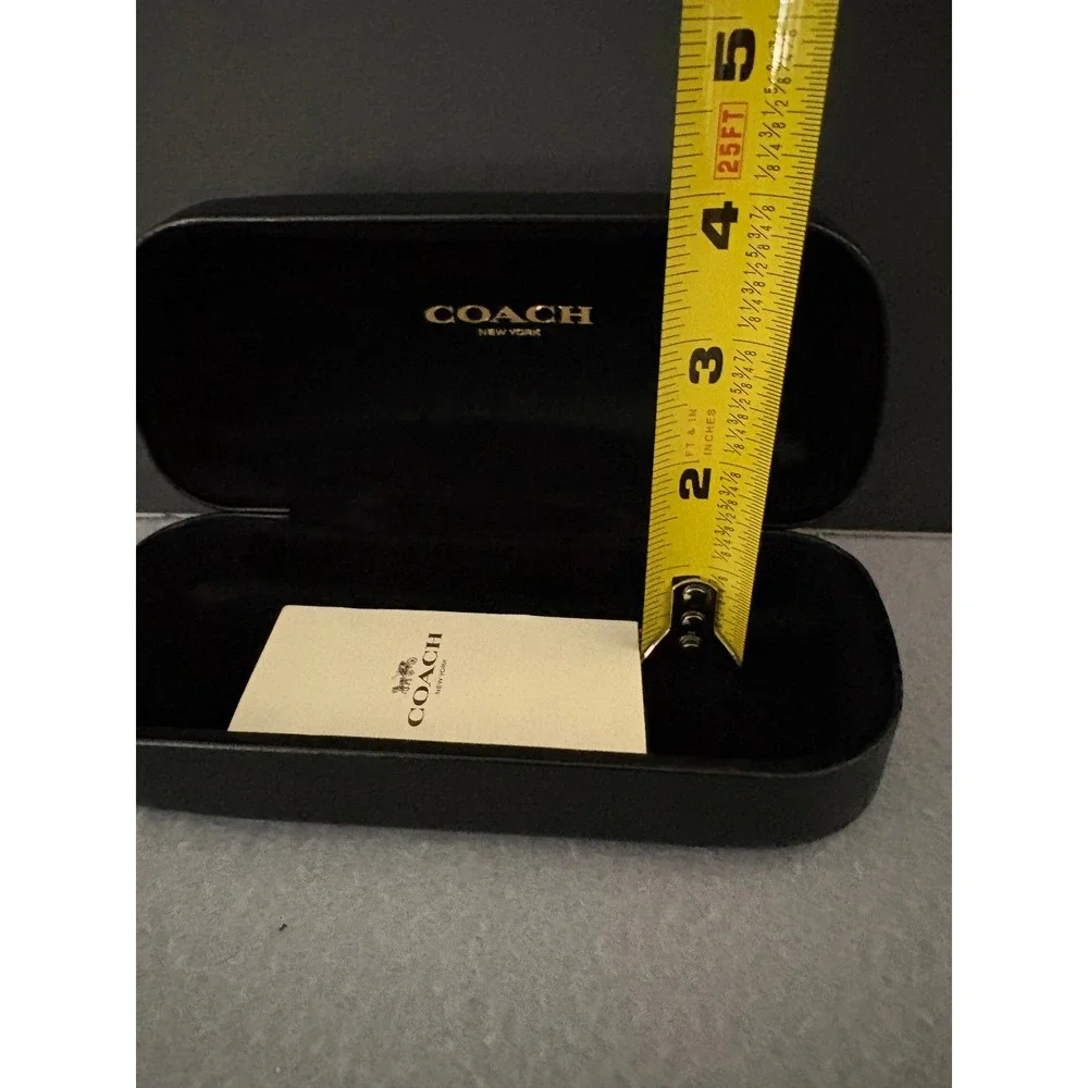 Coach Women Eyeglass Case Hard Clamshell Black Embossed Logo Designer Eyewear